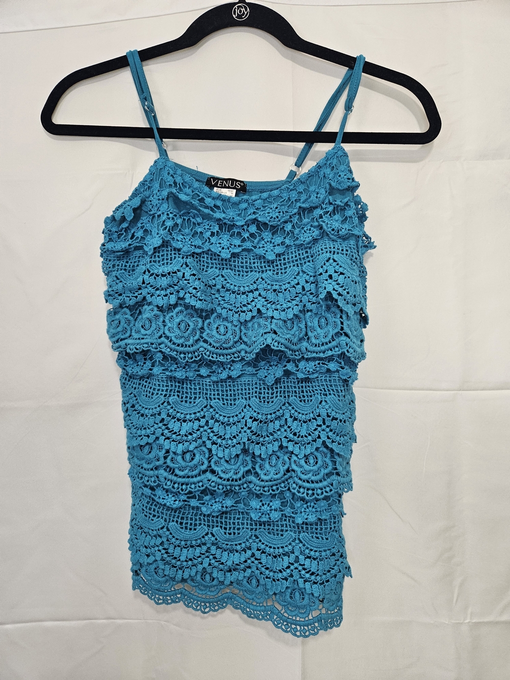 VENUS Teal Crochet Lace embroidered Camisole Tank Boho Cottagecore Casual